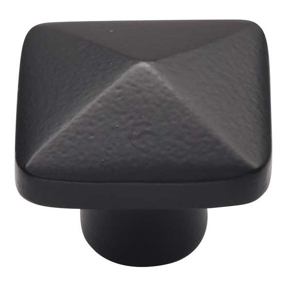 FB390 38 • 38 x 32mm • Smooth Black Iron • Heritage Brass Pyramid Square Cabinet Knob